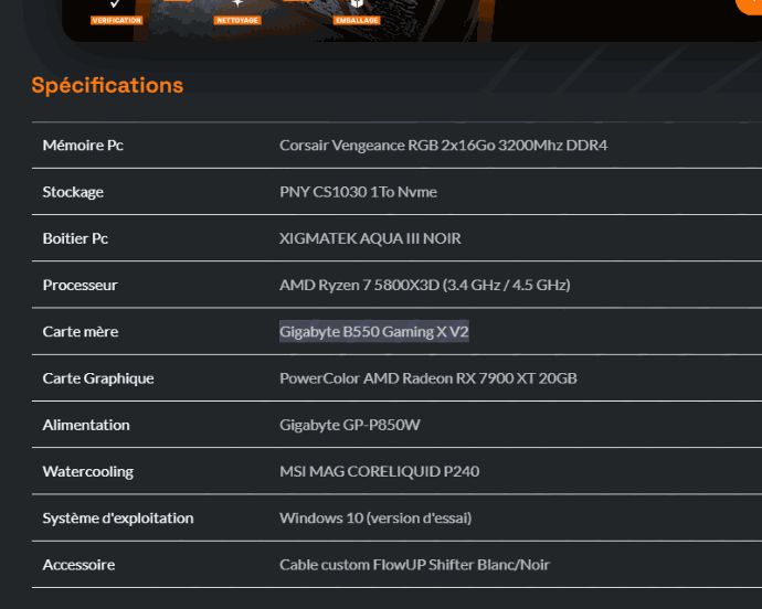 spécifications pc gamer flowup